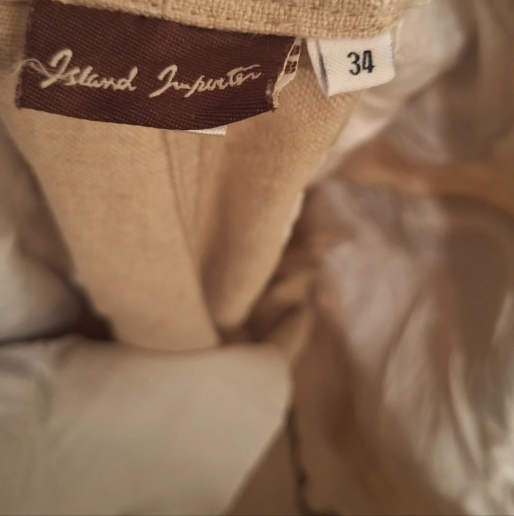 Island Importer Linen Pants, Beige Ivory Cabana Wear 36x28(tag 34)‎ 100% Linen